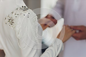 National wedding. Bride and groom. Wedding muslim couple during the marriage ceremony. Muslim marriage.