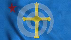 Nationalist flag of Asturias, Spain waving in the wind. 3d illustration