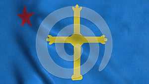 Nationalist flag of Asturias, Spain waving in the wind. 3d illustration photo