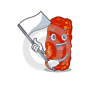 A nationalistic acinetobacter bacteria mascot character design with flag