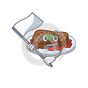 A nationalistic grilled steak mascot character design with flag photo