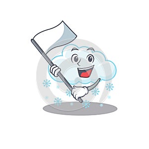 A nationalistic snowy cloud mascot character design with flag photo