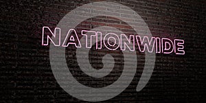 NATIONWIDE -Realistic Neon Sign on Brick Wall background - 3D rendered royalty free stock image