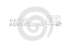 NATIVE ADVERTISING concept white background 3d