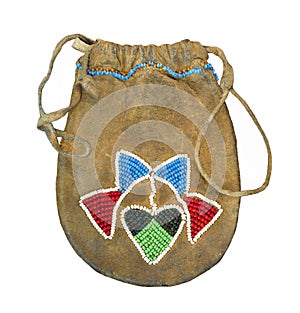 Native American beaded bag isolated