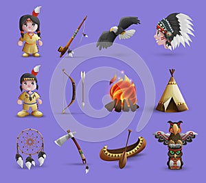 Native American Cartoon Icons