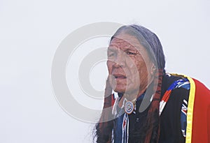A Native American Cherokee elder at an Intertribal Powwow, Ojai, CA
