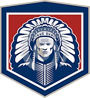 Native American Chief Shield Retro