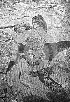 Native American from Colorado in the old book the Antropology, by E. Tailor, 1882, St. Petersburg