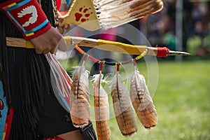 Native American Dance Stick with feathers