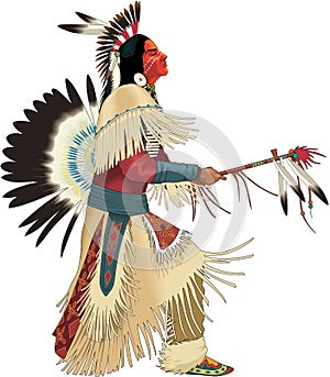 Native American Dancing Vector Illustration