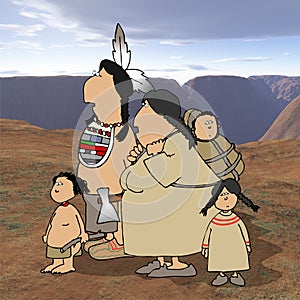 Native American Family with desert background