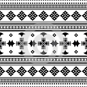 Native American geometric ethnic pattern in black and white colors.