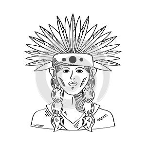 native american girl with headgear