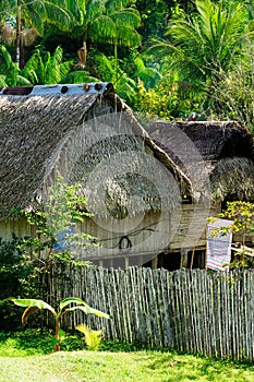 Native American houses of straw in Amazonia