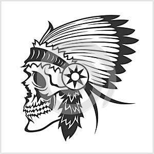 Native american indian chief headdress, mascot in tribal style