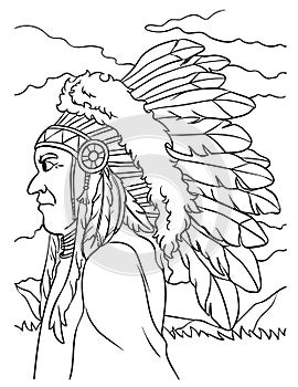 Native American Indian Chieftain Coloring Page