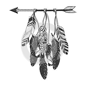 Native American Indian Dreamcatcher with feathers.