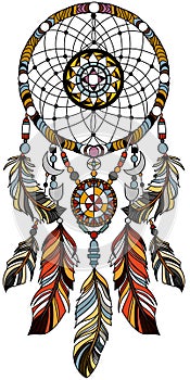 native american indian dreamcatcher. Tattoo vector illustration