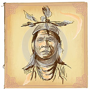 Native American, Indian - An hand drawn vector sketch, freehand photo