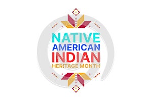 Native American Indian Heritage Month - November - vertical banner with traditional ornaments. Building bridges of