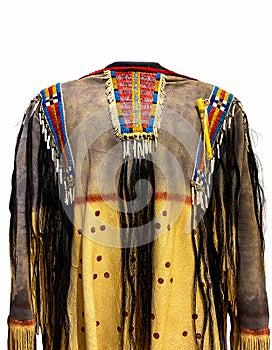 Native American Indian Leather Beaded Ceremonial Buckskin Shirt