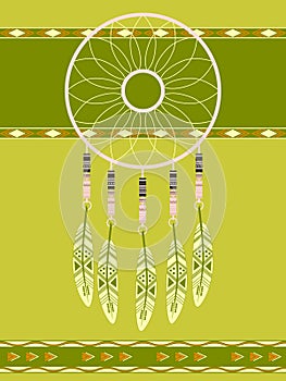 Native american indian magical dreamcatcher with sacred feathers