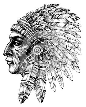 Native american indian profile photo