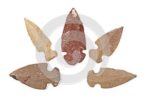 Native American Indian stone arrowheads