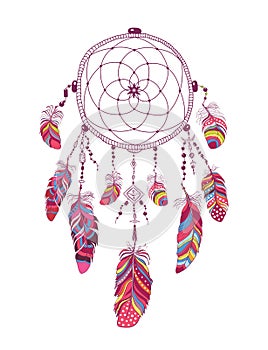 Native American Indian Talisman Dream Catcher with Feathers.