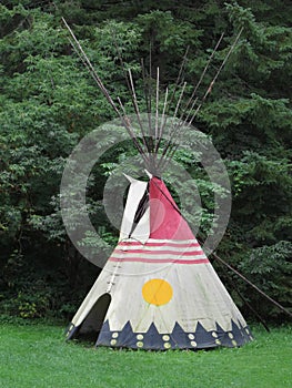 Native American Indian teepee dwelling.