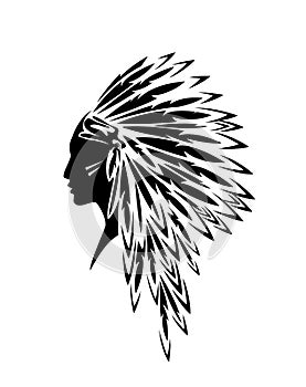 Native american indian woman warrior black vector head