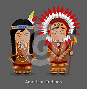 Native american indians in national dress.