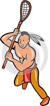 Native American Lacrosse Player Crosse Stick