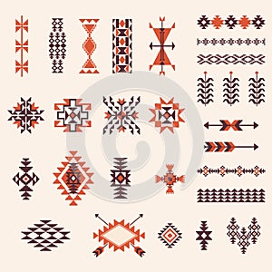 Native american navajo aztec pattern vector set