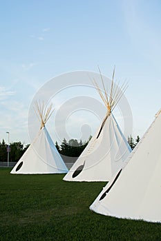 Native American Tepees on the Prairies at Sunset