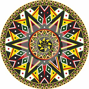 Native American vector round colored pattern.