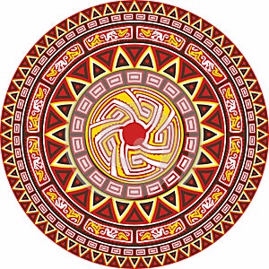 Native American vector round colored pattern.