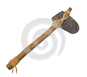 Native American war hammer isolated