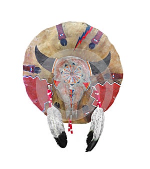 Native American war shield isolated.