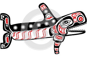 Native American Whale Art Vector Illustration