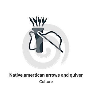 Native amertican arrows and quiver vector icon on white background. Flat vector native amertican arrows and quiver icon symbol