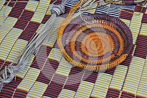 Native Australian Aboriginal basket weaving photo
