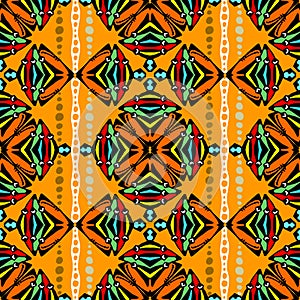Native aztec style tribal vector seamless pattern. Geometric border ornaments. Abstract background. Colorful free form