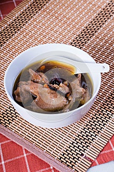 Native chicken with sibut or Chinese four herbs soup