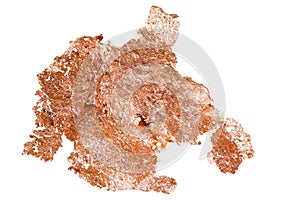 Native copper isolated on white background