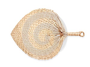 Native fan made from palm leaves on white background