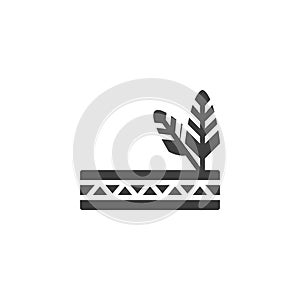 Native headdress with feather vector icon