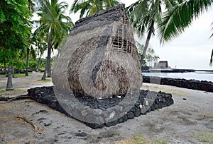 Native hut at Pu`uhonua o Honaunau the Place of Refuge Big Island of Hawaii
