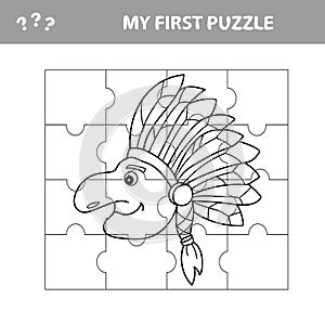 Native Indian man with feather headdress. My first page. Jigsaw puzzle